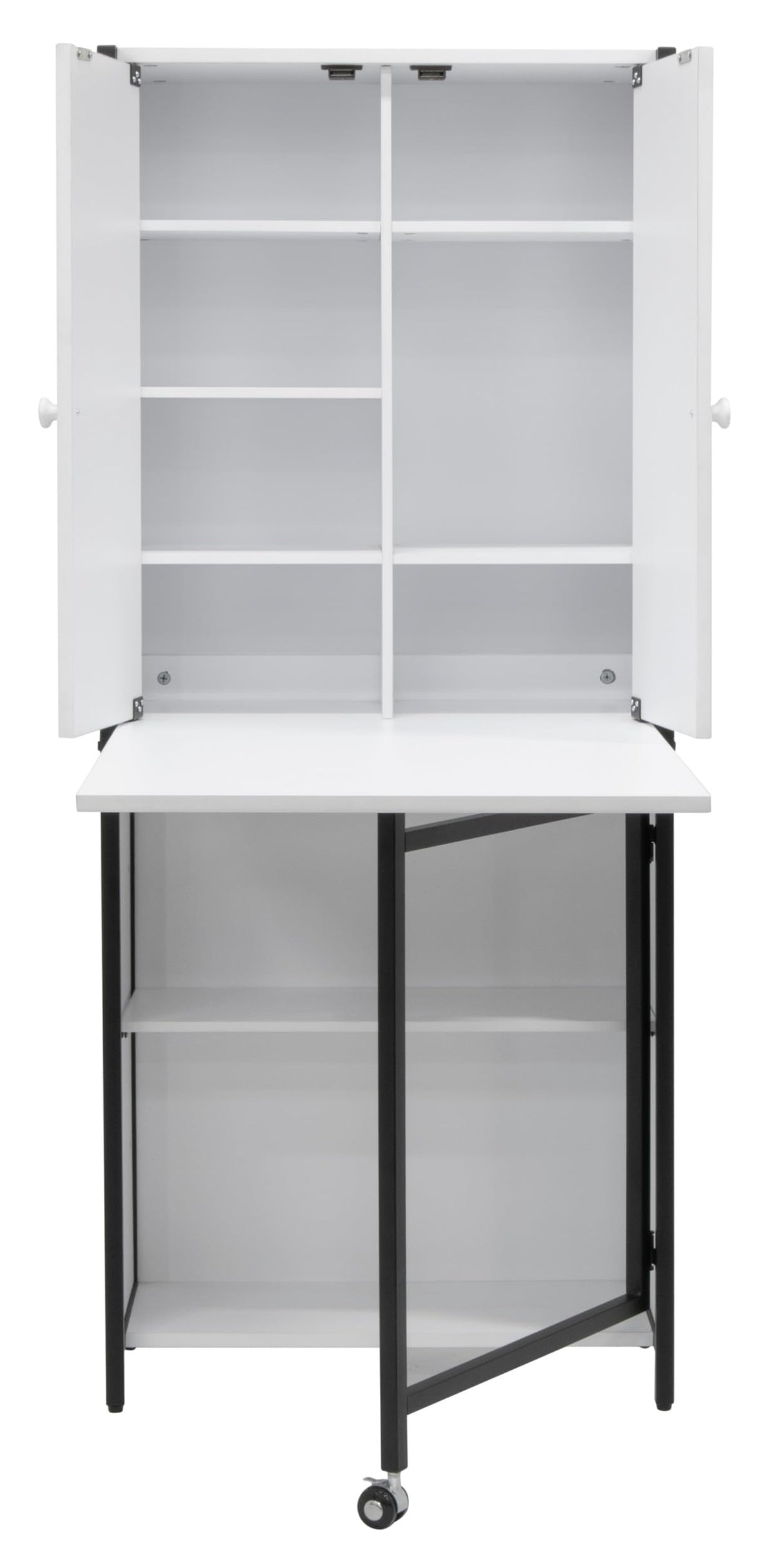 Sew Ready Multipurpose Armoire 58.75" Tall with Folding Top for Craft, Office or Home Sewing Cabinet, Charcoal/White Sew Ready