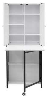 Sew Ready Multipurpose Armoire 58.75" Tall with Folding Top for Craft, Office or Home Sewing Cabinet, Charcoal/White Sew Ready