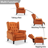 Altrobene Velvet Accent Chair, Push Back Recliner Chair, Wingback Arm Chair for Living Room/Bedroom/Home Theater/Reception Area, Caramel Altrobene