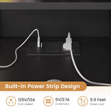 Tiptiper Large Makeup Vanity Desk with Mirror and Lights, Vanity Table with Charging Station & Time Display & Ambient Light, Makeup Table with Drawers & Storage Cabinets, Black Tiptiper