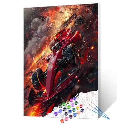 Aihonmin Flying Racing Car Paint by Number Races DIY Acrylic Painting Paint by Number Kit for Kids Adults Beginner Dramatic Style DIY Painting by Numbers Painting Arts for Boys 16x20In (Frameless)