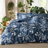 Bedsure King Size Comforter Set - 7 Pieces Floral Navy Soft Bedding Sets, King Bed in a Bag with Botanical Flowers Comforter, Sheets, Pillowcases & Shams Bedsure