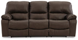 Signature Design by Ashley Leesworth Modern Leather Match Power Reclining Sofa with USB Ports, Dark Brown Signature Design by Ashley