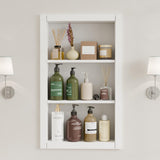 HAIDAIYA 14'' * 24'' Recessed Medicine Cabinet Wall Niche Wood, 3-Tier Bathroom Niche Insert for Drywall, in Wall Shelf Medicine Cabinets Replacement, for Living Room, Bathroom Storage, White HAIDAIYA