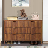 affeivul Mid Century Modern Dresser TV Stand, 6 Drawer Dresser for Bedroom Wood, Farmhouse Boho Storage Cabinet Side Table with Solid Natural Wood Legs, Long Wooden Dresser for Closet (Walnut) affeivul