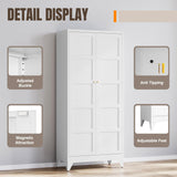 Yizosh Metal Storage Cabinet with 2 Doors and 4 Adjustable Shelves,- 72" White Kitchen Pantry Storage Cabinet for Kitchen,Living Room,Dining Room Yizosh