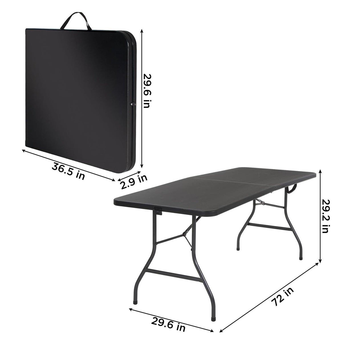 COSCO Molded Folding Banquet Table w/Handle, 6ft, Black Cosco