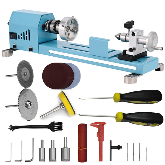 Mini Lathe Machine Multi-Purpose Lathe With Professional Tools Torno Para Madera Cutting Grinding Polishing Desktop Metal Lathes Easy To Use - WoodArtSupply