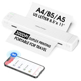 Portable Printer for iPhone iPad Laptop PC - Bluetooth Printer Supports Dual-sided Printing Letter/A4/B5/A5 Regular Paper, Wireless Printer for Home Travel Office Vehicle Word PDF Excel TxT 300DPI Zoolion