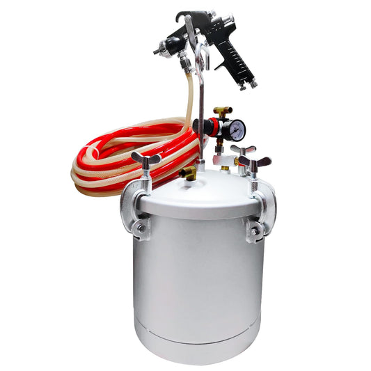 2 1/2 Gallon 10L High Pressure Pot Air Paint Spray Gun, Pressure Tank with Spray Gun and 13-Feet Dual Hose Industrial Painting Painter - WoodArtSupply