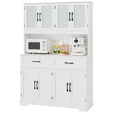 BOTLOG Kitchen Pantry Storage Cabinet, 71" Large Buffet Cabinet with Hutch, Drawers, Tall Kitchen Hutch Cabinet with Microwave Stand for Dining Room, White BOTLOG