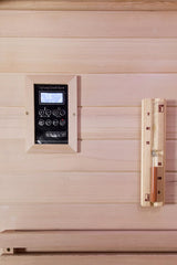 Canadian Hemlock Wood Traditional Swedish Wet or Dry 4-5 Person Glass Wall Sauna, with 6KW Heater, Rocks, Water Bucket, Ladle, LED Lights MCP-Distributions