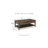 Signature Design by Ashley Roanhowe Contemporary 2-Drawer Coffee Table with Open Lower Shelf and Tapered Legs, Dark Brown Signature Design by Ashley