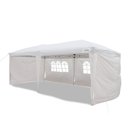 GOUTIME 10x20 Pop Up Canopy Tent with Sidewalls for Outdoor Christmas Party Events,White Easy Up Commercial Heavy Duty Large Gazebo Tents for Parties,Patio,Backyard - WoodArtSupply