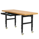 Maemttes 60” Chipboard Wood Work Bench Work Table with Drawers, Heavy-Duty Adjustable Workbench with Power Outlets, 3000 Lbs Capacity Tool Bench Workstation for Garage, Workshop Maemttes