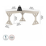 Bush Furniture Homestead Farmhouse L Shaped Desk, 60W, Linen White Oak Bush Business Furniture