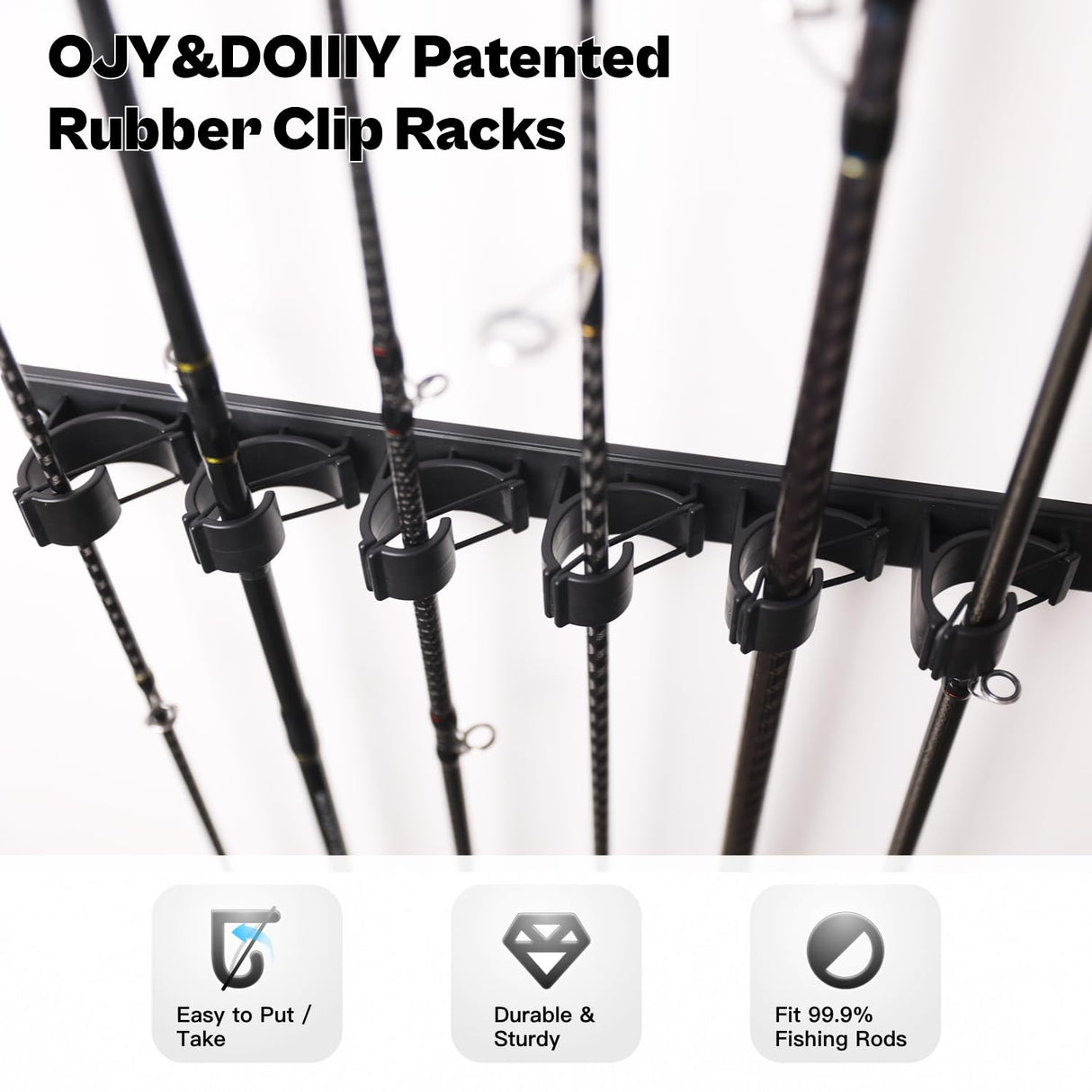 OJYDOIIIY Wall Mount Fishing Rod Holders,Vertical Fishing Pole Storage Rack for Garage OJYDOIIIY