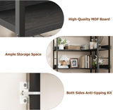 GAOMON 5 Tier Arched Corner Bookshelf, L Shaped Tall Large Bookcase with Shelves, Wood and Metal Bookshelves Storage Organizer, Industrial Display Standing Shelf Unit for Bedroom, Living Room, Black GAOMON