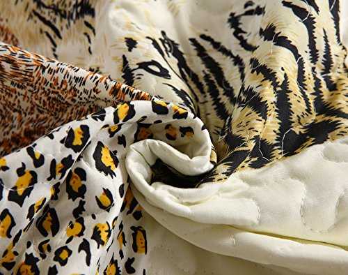 MarCielo 3 Piece Quilted Bedspread Leopard Print Quilt Quilt Set Bedding Throw Blanket Coverlet Animal Print Bedspread Ensemble Cheetah King Oversize(Cal King) MarCielo