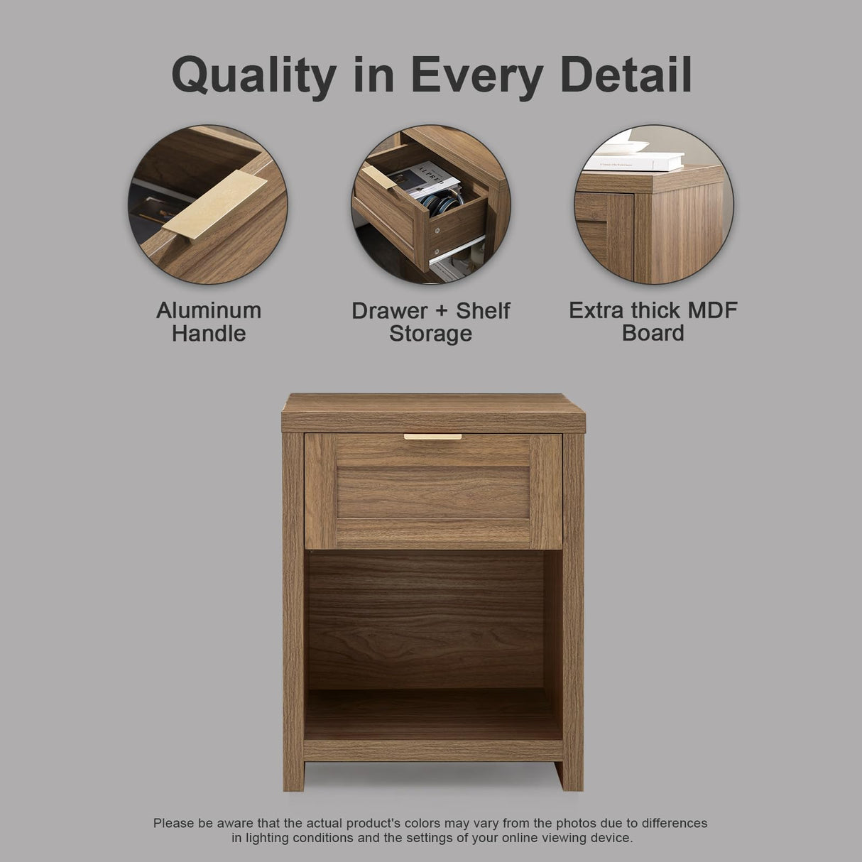 OAKHAM HOME Night Stand Set 2, Boho End Table with Drawer and Storage Shelf Accent Table, Minimalist Sofa Bed Side Accent Table with Drawer for Bedroom Living Room OAKHAM HOME