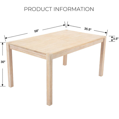 LZAREAL 59'' Farmhouse Dining Table, Solid Wood Kitchen Table Large Sturdy Breakfast Dinner Table for Living/Dining Room/Home Office, Easy Assembly, - WoodArtSupply