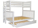 Bedz King BK961EL-Trundle Bunk Bed, Twin over Full, White Bedz King