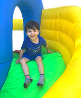 Island Hopper Curved Double Slide Recreational Kids Bounce House with Safe Return Curved Slide and Climbing Wall Island Hopper