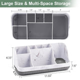 GFWARE Marble Bathroom Countertop Organizer - Detachable 7 Slots Kids Electric Toothbrush and Toothpaste Holde Drainage for Bathroom Accessories Organization Counter Vanity Storage, Grey GFWARE