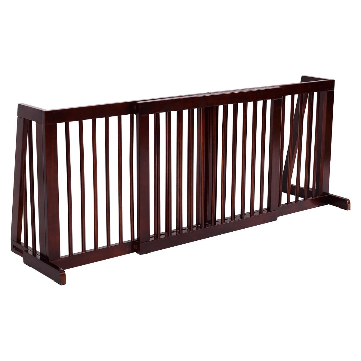 Giantex Expandable Wood Dog Gate, 28''-80'' Adjustable Freestanding Pet Gate Step Over Fence, Indoor Safety Gate for Small to Medium Sized Pets, House Doorway Stairs Extra Wide Pet Safety Fence Giantex