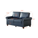 Harper & Bright Designs Faux Leather 2-Seat Loveseat Couch with Hidden Storage Under Seat, Nailhead Trim, Solid Wood Legs, Classical Sofa for Living Room, Office, Apartment, Navy Blue Harper & Bright Designs