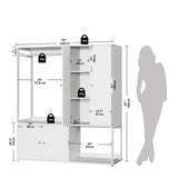 LIKIMIO Wardrobe Closet, White Cabinet with Shelves, Large Armoire Clothing Storage with Hanging Rod for Bedroom, Living/Laundry Room LIKIMIO