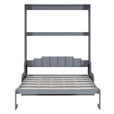 Merax Queen Size Murphy Bed, Wall Bed with Sofa and Cushion, Grey Merax
