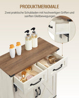 Bathroom Storage Cabinet, Freestanding Bathroom Floor Cabinet with Drawers & Doors, Farmhouse Buffet Cabinets with Adjustable Shelf, for Kitchen, Living Room, Entryway, White Brown SC62414X Hzuaneri