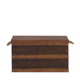 Household Essentials Decorative Trunk, Embossed Metal, Large, Chinese Fir Wood, Darkened Interior, Rope Handles, Flat and Fully Opening Lid, Handmade, Walnut and Almond Stain Household Essentials