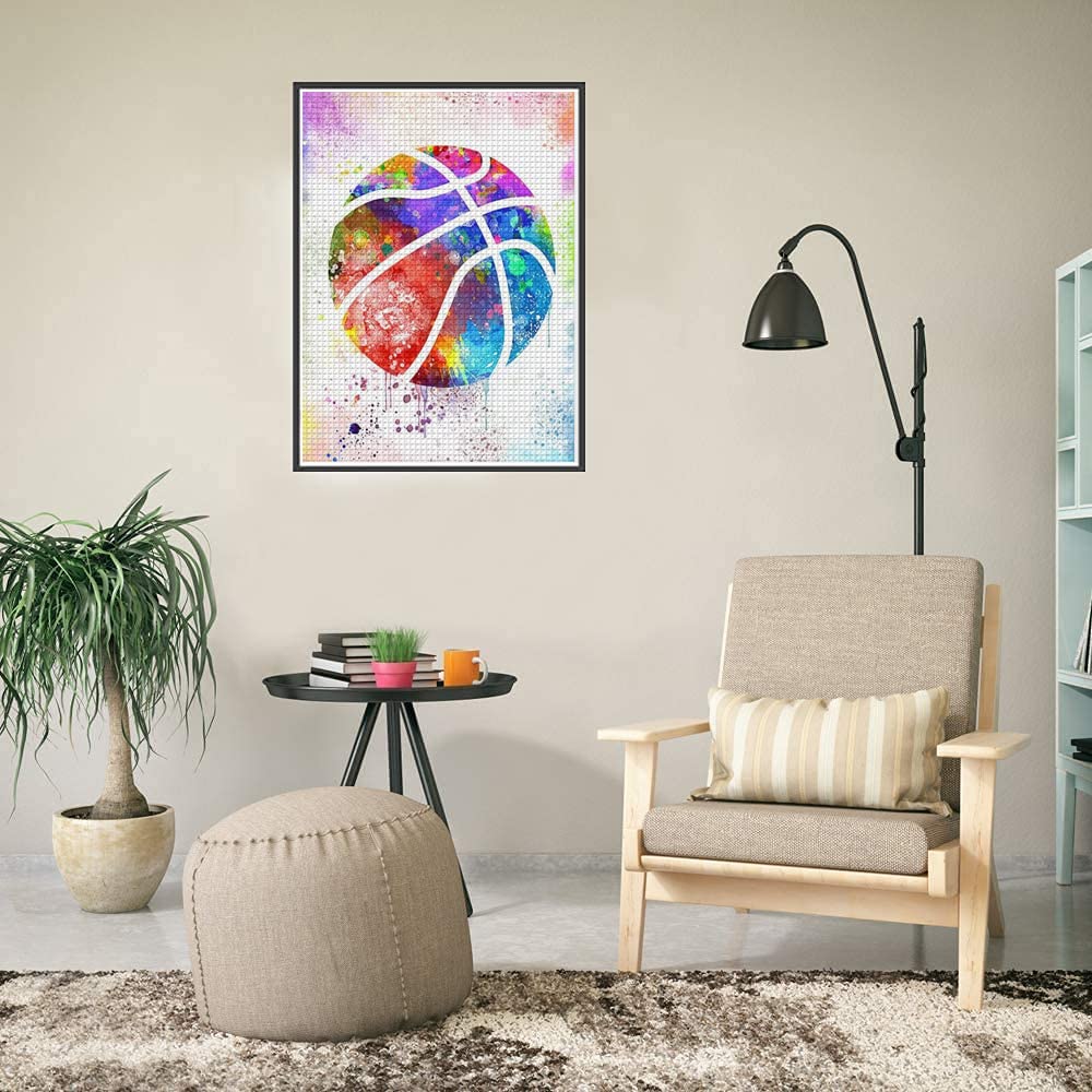DVWIVGY 5D Diamond Painting Kits, DIY Basketball Diamond Painting for Kids Adults, Sports Diamond Art Craft for Home Wall Decor 12x16 inch DVWIVGY