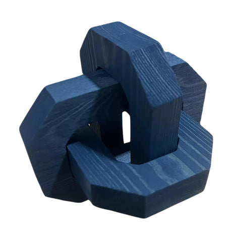 GUDAGUU Coffee Table Decor -3 Link Wood Knot Decor Farmhouse Wood Chain Link Decor Shelf Decor Table Books Hand Carved Artistic Home Decoration for Modern Boho Shabby Homestay (Navy Blue) GUDAGUU