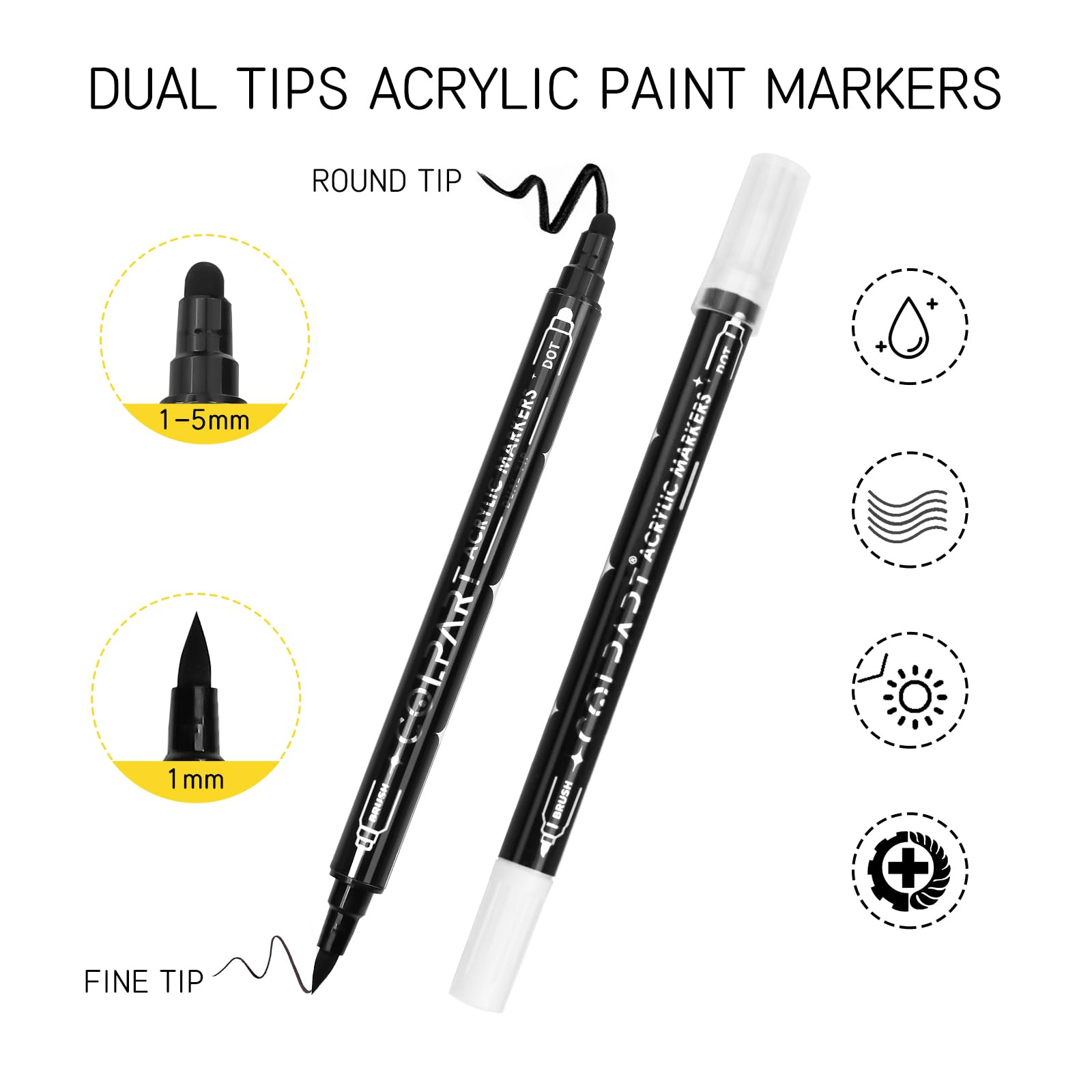 YullTaiy Dual Tip Acrylic Paint Pens Markers, 8 Pack Black White Silver Gold Paint Pens for Wood, Canvas, Stone, Rock Painting, Glass, Ceramic Surfaces, DIY Art Supplies (4 color) - WoodArtSupply