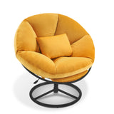 MCombo Swivel Papasan Chairs, Velvet Armless Chair with Height Adjustment, Rocking Saucer Chair for Living Room Bedroom HQ405 (Yellow) MCombo