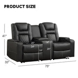 EBELLO Home Theater Seats, Faux Leather Movie Daul Recliner Chair with Console, Power Gaming Loveseat Sofa with Cup Holders and USB Charge EBELLO