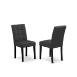 East West Furniture DUAS7-BLK-12 7 Piece Dining Table Set Includes A Kitchen Table and 6 Dark Gray Polyester Fabric Wooden Chairs with Stylish Back- Black Finish East West Furniture