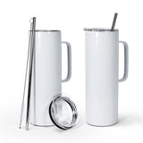 AGH 30oz Sublimation Tumblers with Handle Straight Skinny Tumblers, Stainless Steel Vacuum Insulated Tumblers with Lid & Straw, Portable Travel Coffee Tumblers, Keeping Chilled up to 12 Hours - 4 pack AGH
