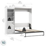 Bestar Pur Queen Murphy Bed and Shelving Unit with Drawers, 90-inch Space-Saving Wall Bed Bestar