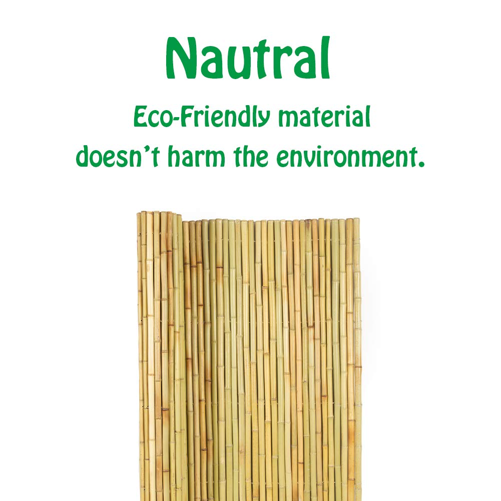 Mininfa Natural Rolled Bamboo Fence, Eco-Friendly Bamboo Fencing, 0.7 in D x 4 feet High x 6 feet Long, Bamboo Screen for Garden, Privacy Mininfa