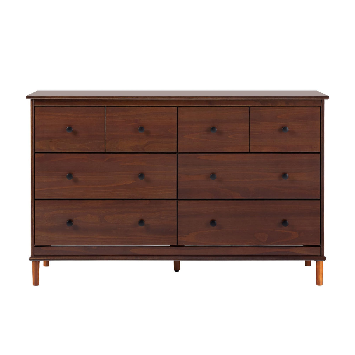 Walker Edison Modern 6-Drawer Solid Wood Dresser Bedroom Storage, 57 Inch, Walnut Walker Edison