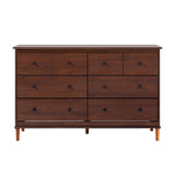 Walker Edison Modern 6-Drawer Solid Wood Dresser Bedroom Storage, 57 Inch, Walnut Walker Edison