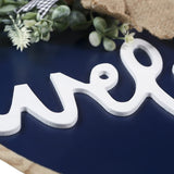 Sattiyrch Welcome Sign for Front Door Round Wood Sign Hanging for Farmhouse porch Door Decoration (Blue) Sattiyrch