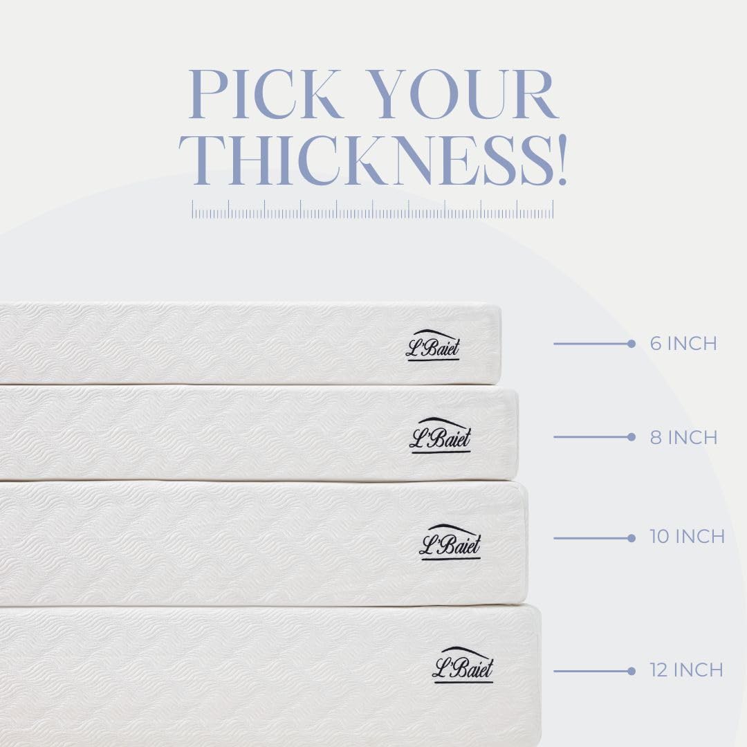 L’Baiet 8 Inch Gel Memory Foam Mattress, Twin Size - Bed in a Box - Medium Firm - Breathable Cooling-Gel Comfort Technology - Pressure Relief Comfy Support Soft Fabric Cover - CertiPUR-US Certified L'Baiet