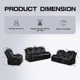 3+2+1 PU Leather Power Sectional Sofa Set, Living Room Furniture, Reclining Couch, Loveseat, Chair with LED Light/USB Ports/Storage Armrests/Center Console/Cup Holders/Wireless Chargers/Coffee Table NicBex