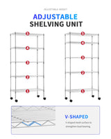 BestOffice 14"x30"x60" Storage Shelves Heavy Duty Shelving 5 Tier Layer Wire Shelving Unit with Wheels Metal Wire Shelf Standing Garage Shelves Storage Rack,Adjustable NSF Certified (Chrome) BestOffice