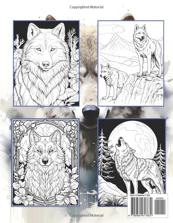 Wolf Coloring Book for Adults: 50 Beautiful Greyscale Coloring Pages for Relaxation and Stress Relief Majosta
